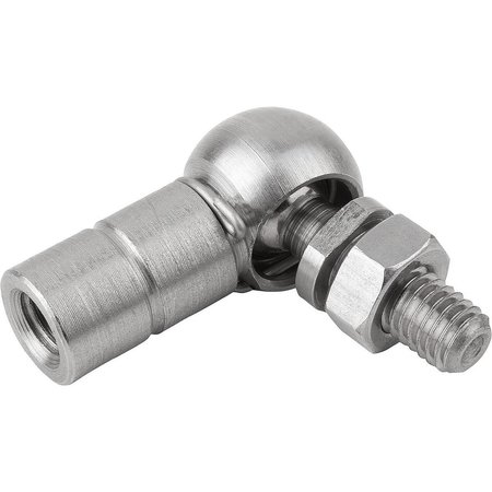 KIPP Angle Joint DIN71802 Left-Hand Thread, M08, Form:Cs W Retaining Clip, Stainless Steel 1.4305 Bright K0734.130821